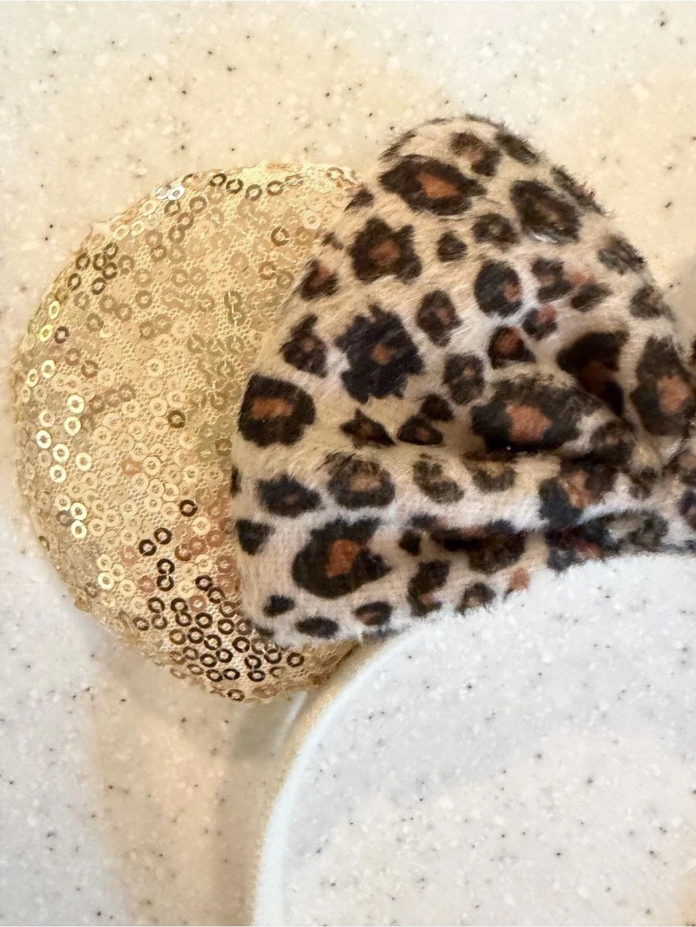 Leopard Print Sequin Minnie Mouse Ears Headband & Scrunchie Set Girl Accessories